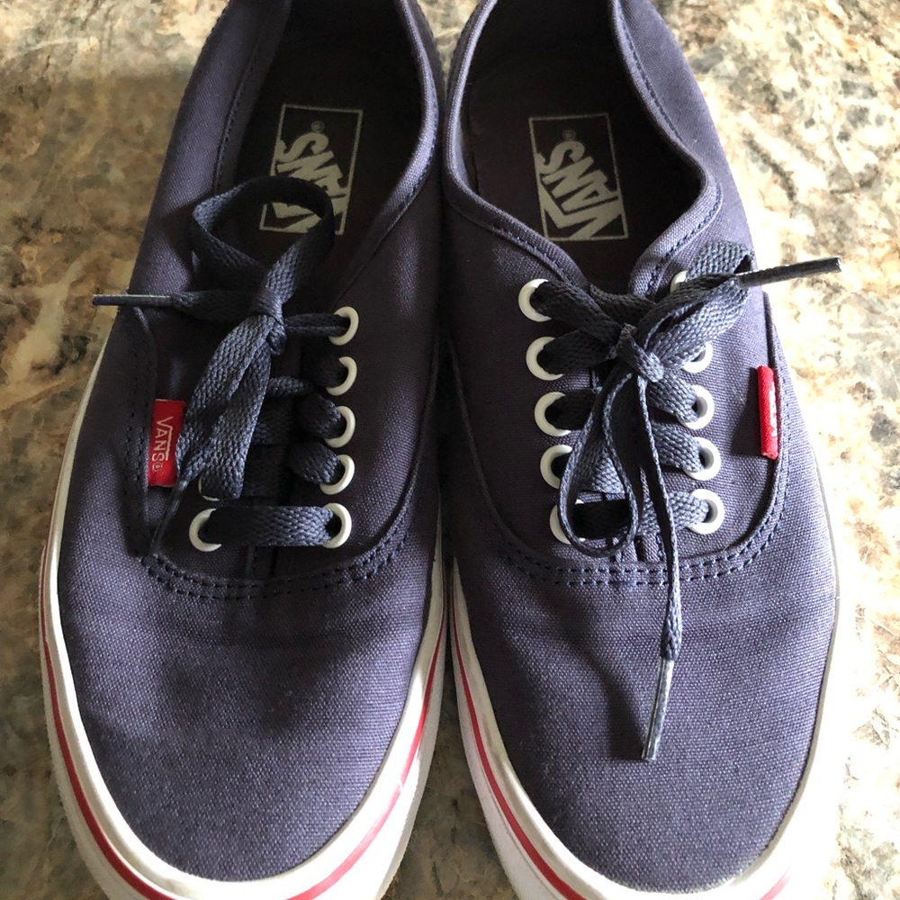 Ladies Navy Blue Lace up Canvas Vans Size 8